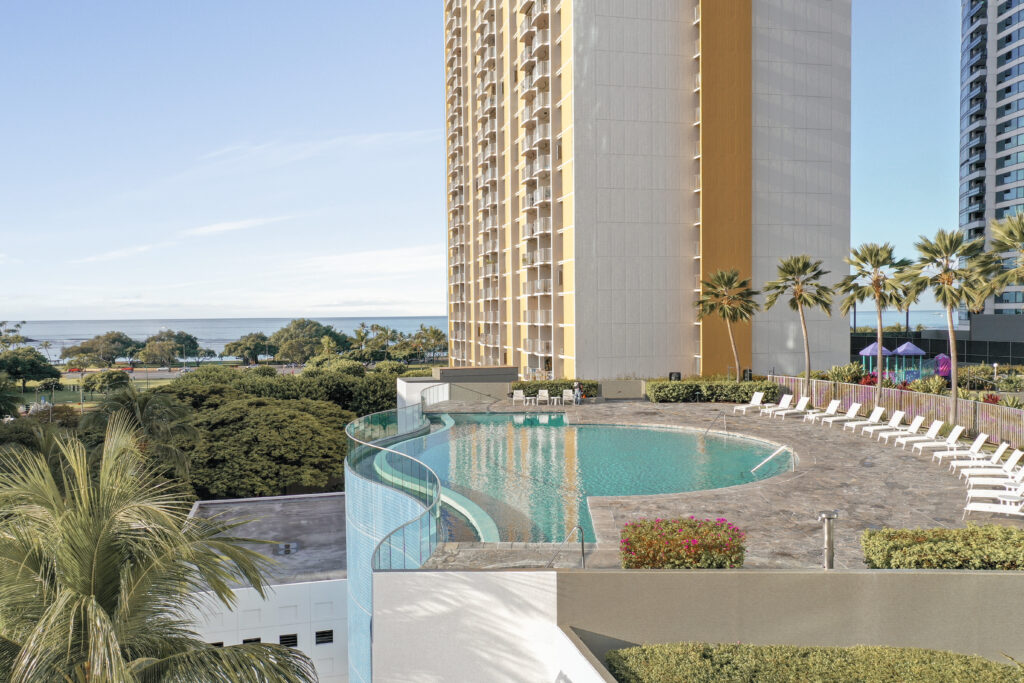 Luxury hotel with rooftop pool